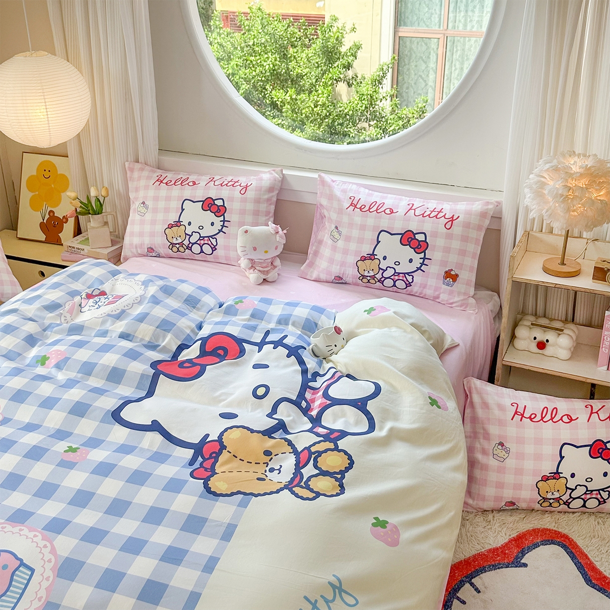 91家纺网 家纺一手货源 找家纺 玉元坊 2025新款正版授权三丽鸥系列全棉纯棉三四件套 基础款 凯蒂猫和熊-基础款