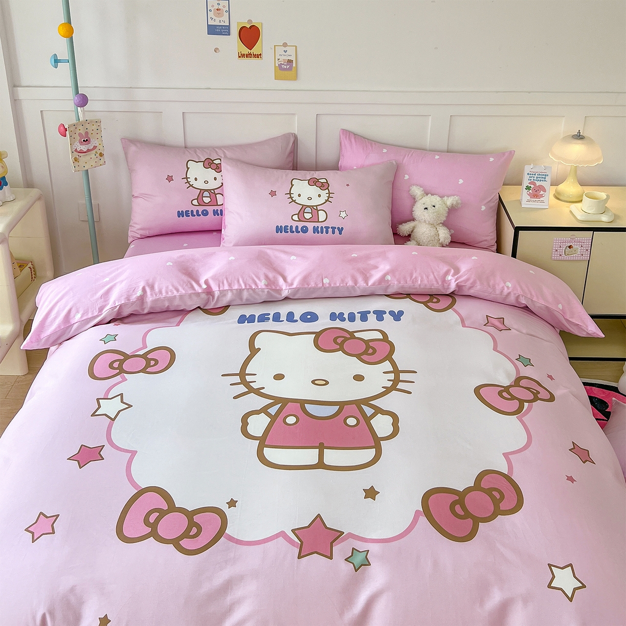 91家纺网 家纺一手货源 找家纺 玉元坊 2025新款正版授权三丽鸥系列全棉纯棉三四件套 基础款 凯蒂-基础款