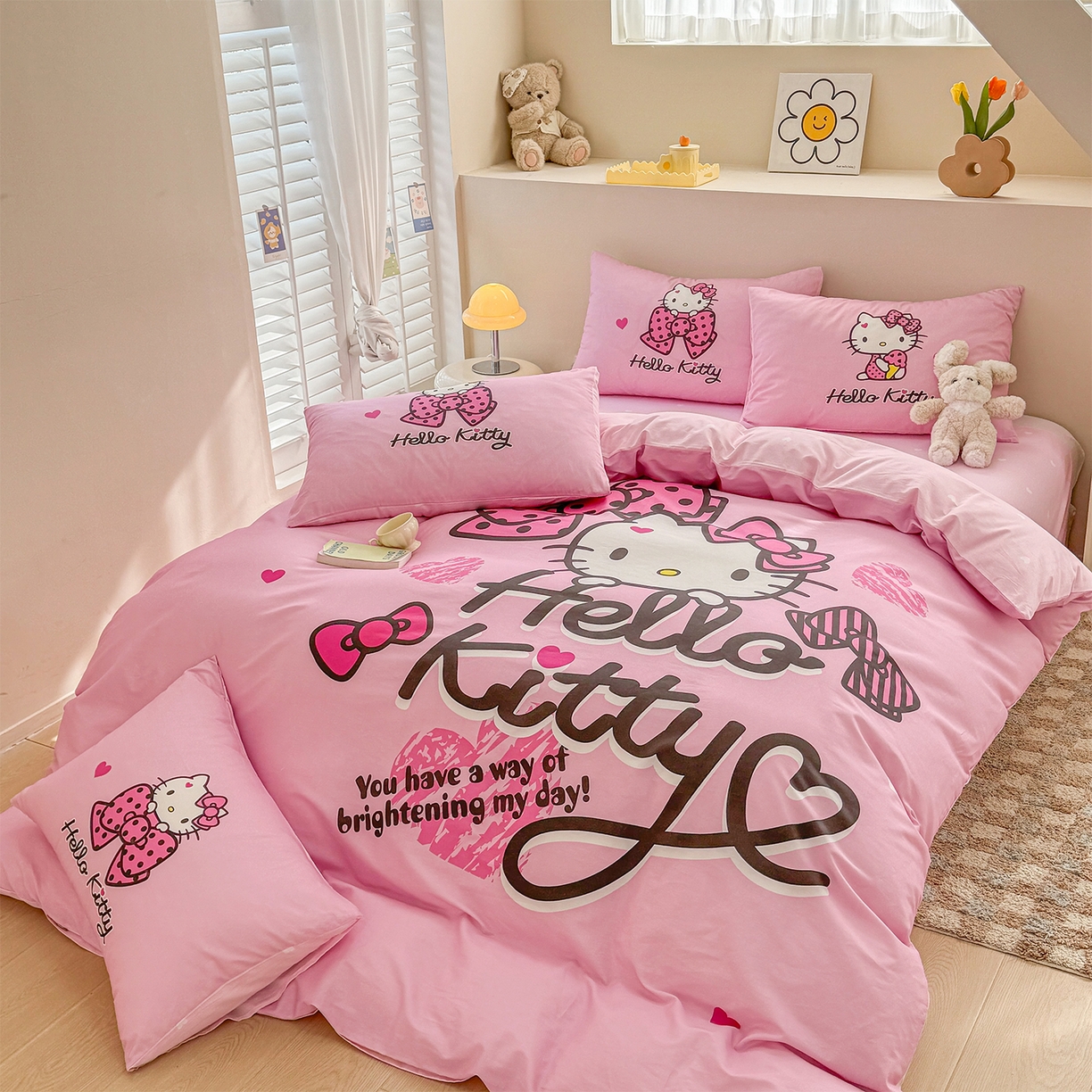 91家纺网 家纺一手货源 找家纺 玉元坊 2025新款正版授权三丽鸥系列全棉纯棉三四件套 基础款 凯蒂宝贝-基础款