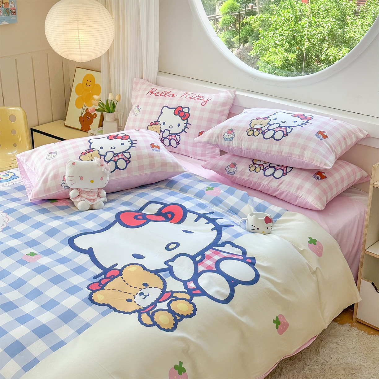 91家纺网 家纺一手货源 找家纺 玉元坊 2025新款正版授权三丽鸥系列全棉纯棉三四件套 基础款 凯蒂猫和熊-基础款