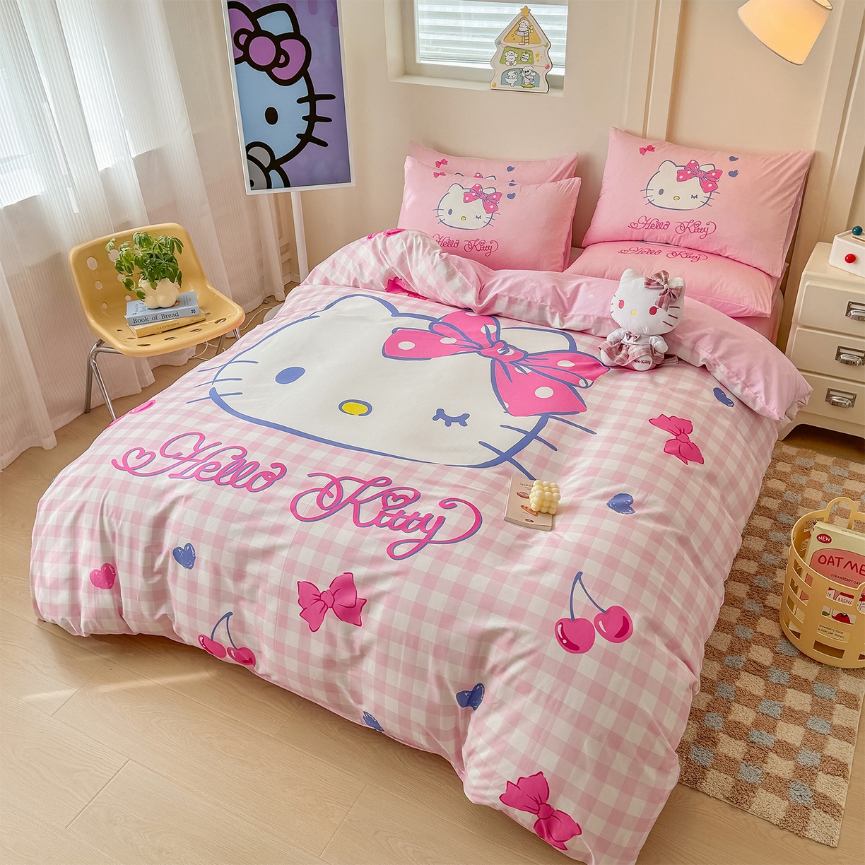 玉元坊 2025新款正版授权三丽鸥系列全棉纯棉三四件套 基础款 俏皮凯蒂-基础款