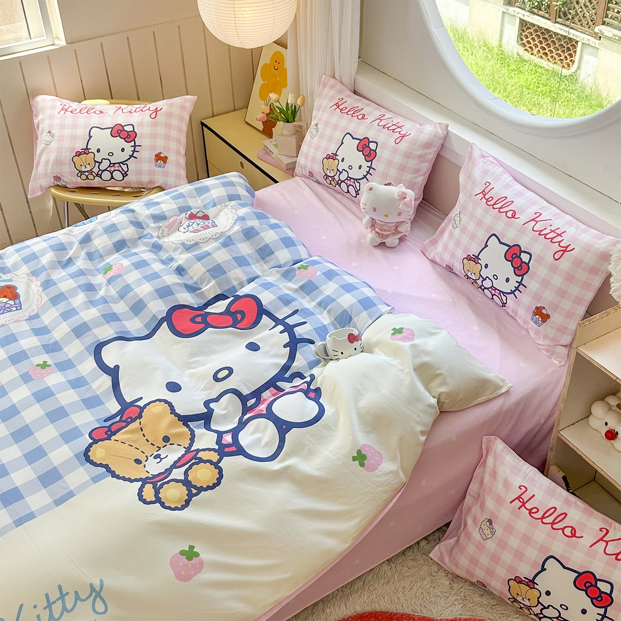 91家纺网 家纺一手货源 找家纺 玉元坊 2025新款正版授权三丽鸥系列全棉纯棉三四件套 基础款 凯蒂猫和熊-基础款