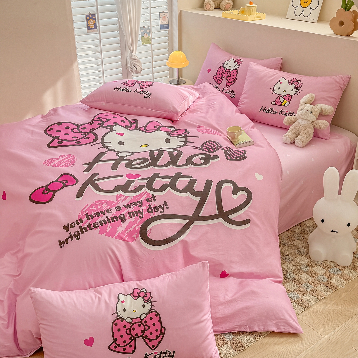 91家纺网 家纺一手货源 找家纺 玉元坊 2025新款正版授权三丽鸥系列全棉纯棉三四件套 基础款 凯蒂宝贝-基础款