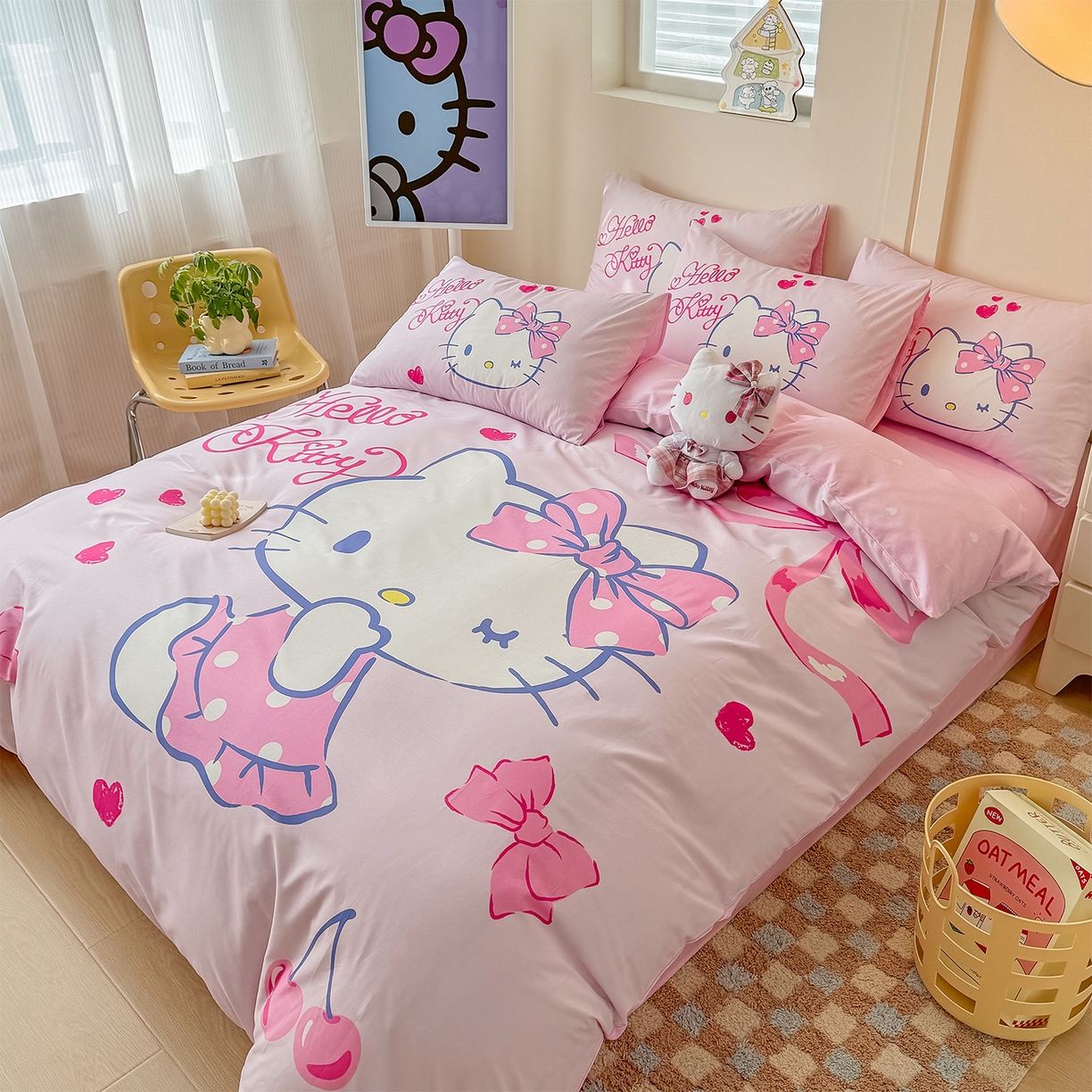 91家纺网 家纺一手货源 找家纺 玉元坊 2025新款正版授权三丽鸥系列全棉纯棉三四件套 基础款 甜心凯蒂-基础款