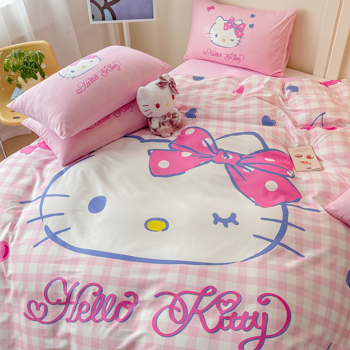 91家纺网 家纺一手货源 找家纺 玉元坊 2025新款正版授权三丽鸥系列全棉纯棉三四件套 基础款 俏皮凯蒂-基础款