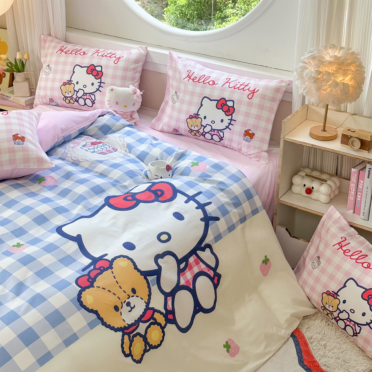 91家纺网 家纺一手货源 找家纺 玉元坊 2025新款正版授权三丽鸥系列全棉纯棉三四件套 基础款 凯蒂猫和熊-基础款