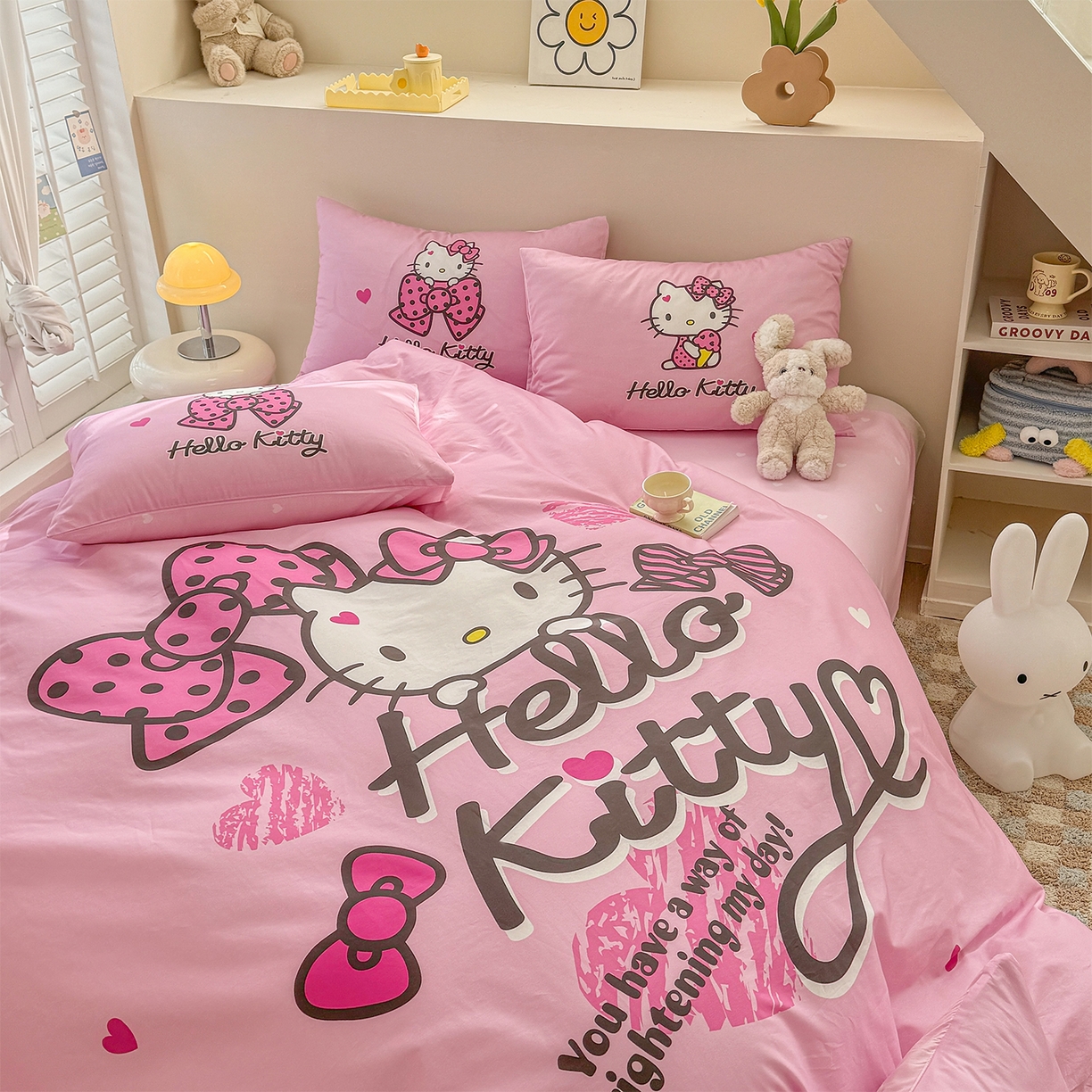 91家纺网 家纺一手货源 找家纺 玉元坊 2025新款正版授权三丽鸥系列全棉纯棉三四件套 基础款 凯蒂宝贝-基础款