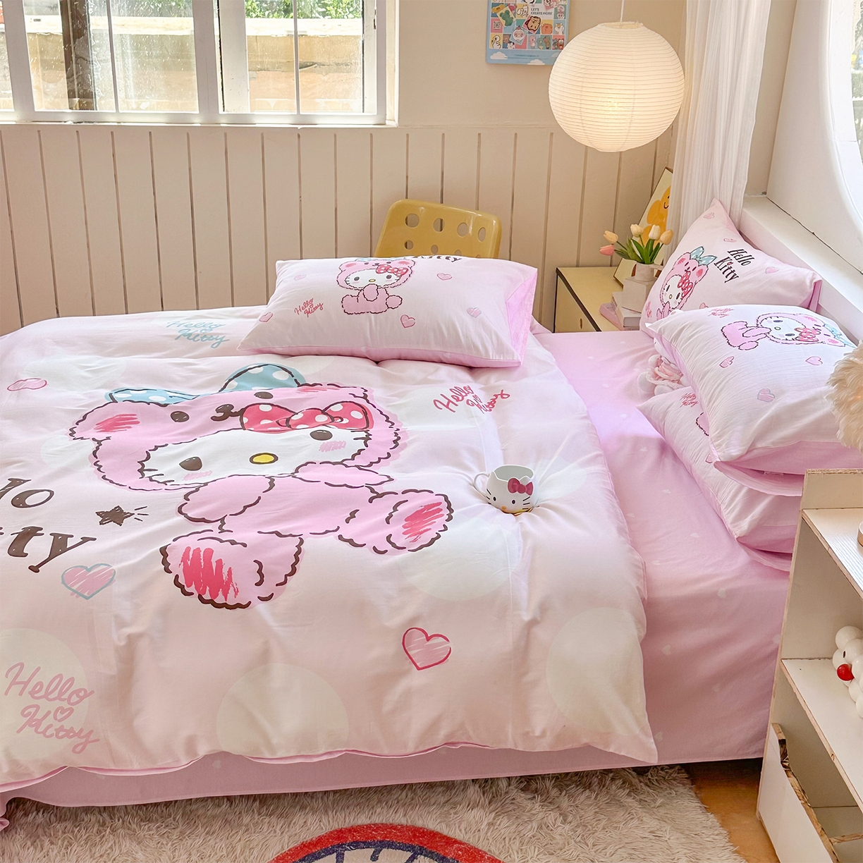 91家纺网 家纺一手货源 找家纺 玉元坊 2025新款正版授权三丽鸥系列全棉纯棉三四件套 基础款 宝宝凯蒂猫-基础款