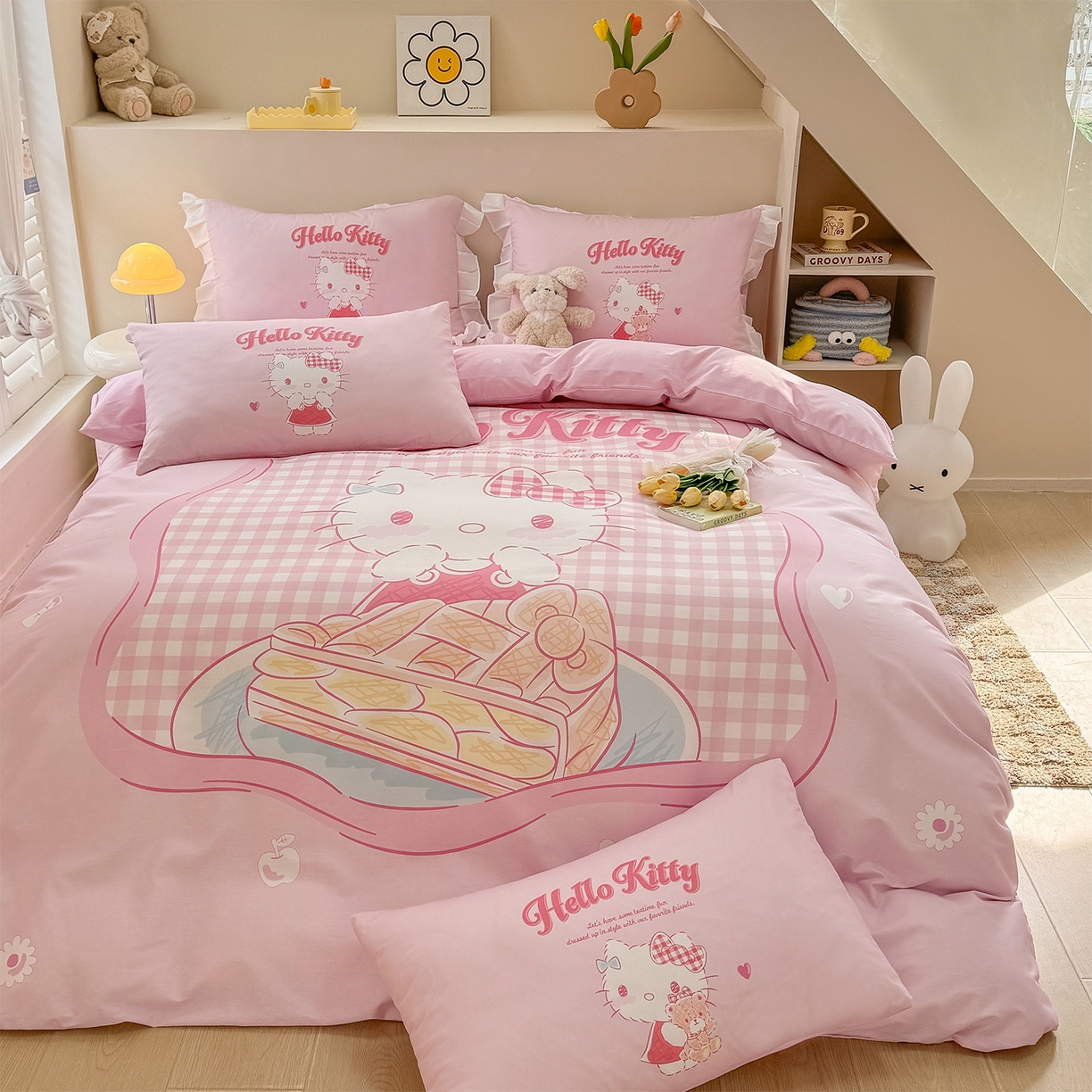 91家纺网 家纺一手货源 找家纺 玉元坊 2025新款正版授权三丽鸥系列全棉纯棉三四件套 基础款 心动凯蒂-基础款