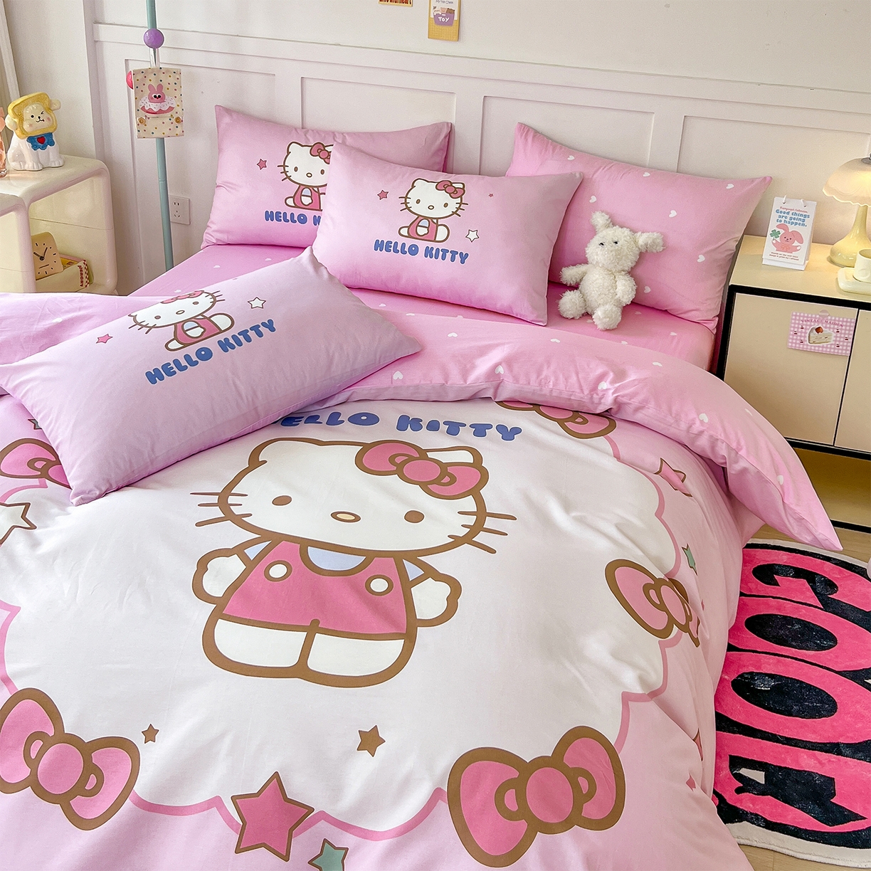 91家纺网 家纺一手货源 找家纺 玉元坊 2025新款正版授权三丽鸥系列全棉纯棉三四件套 基础款 凯蒂-基础款