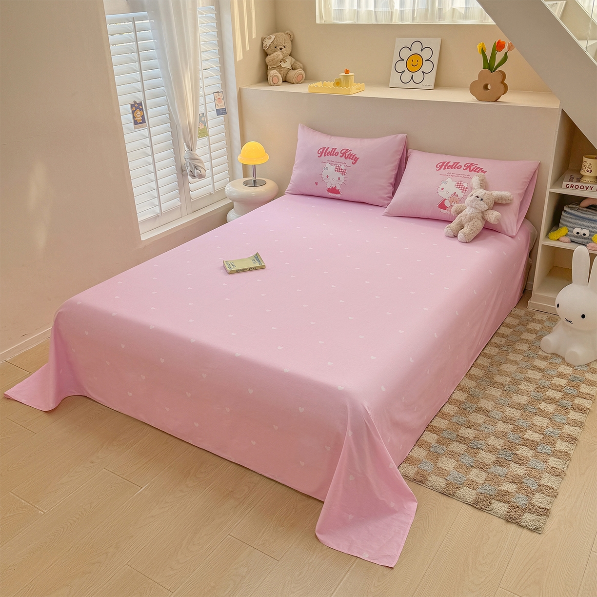 91家纺网 家纺一手货源 找家纺 玉元坊 2025新款正版授权三丽鸥系列全棉纯棉三四件套 基础款 心动凯蒂-基础款