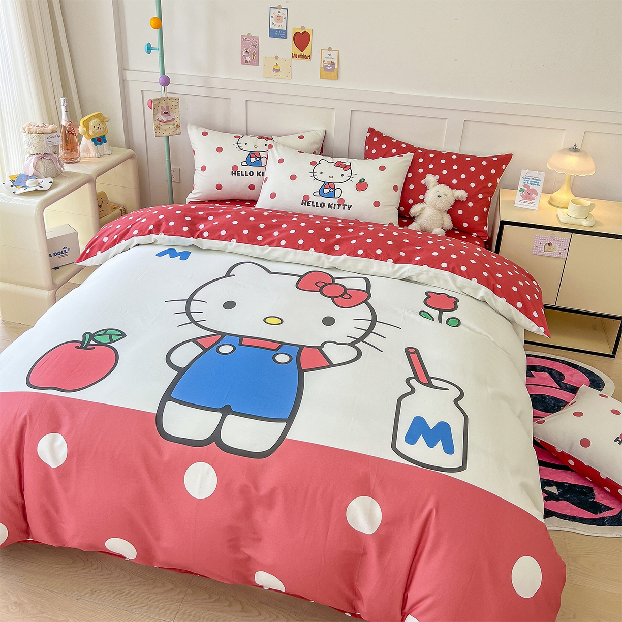 91家纺网 家纺一手货源 找家纺 玉元坊 2025新款正版授权三丽鸥系列全棉纯棉三四件套 基础款 苹果KT-基础款