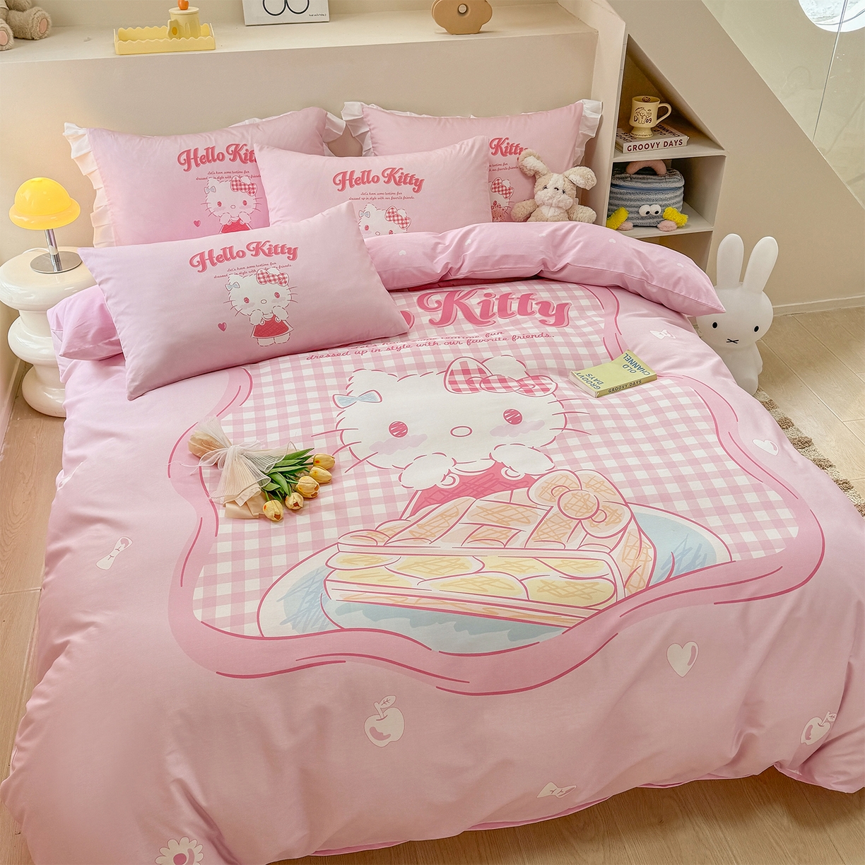 91家纺网 家纺一手货源 找家纺 玉元坊 2025新款正版授权三丽鸥系列全棉纯棉三四件套 基础款 心动凯蒂-基础款