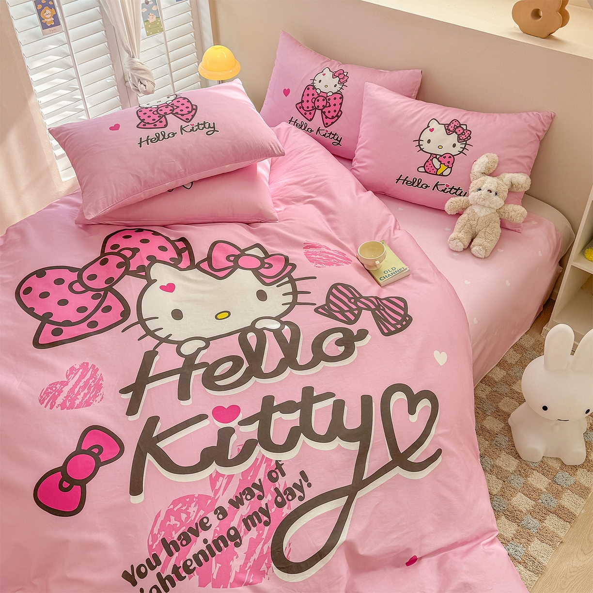 91家纺网 家纺一手货源 找家纺 玉元坊 2025新款正版授权三丽鸥系列全棉纯棉三四件套 基础款 凯蒂宝贝-基础款