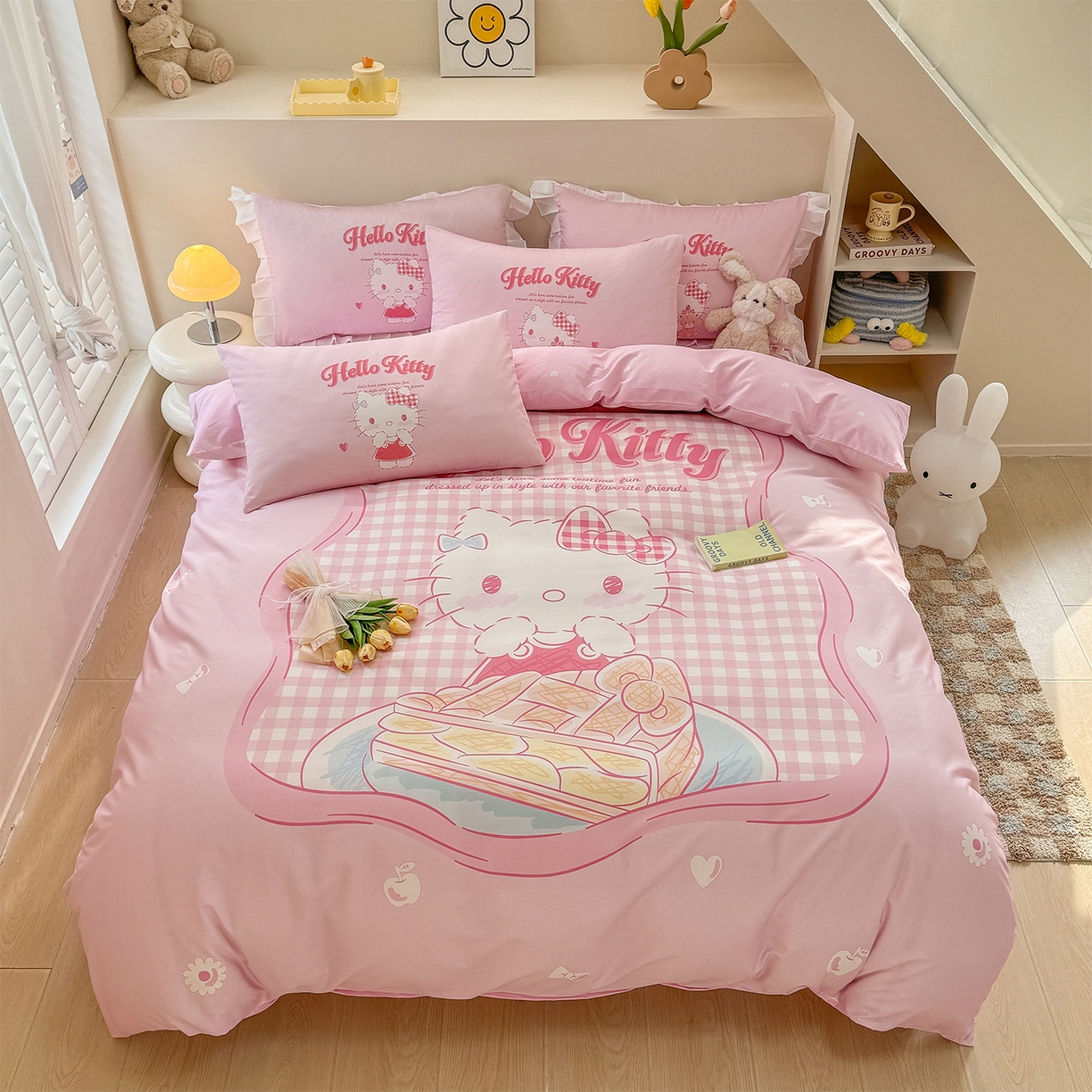 91家纺网 家纺一手货源 找家纺 玉元坊 2025新款正版授权三丽鸥系列全棉纯棉三四件套 基础款 心动凯蒂-基础款