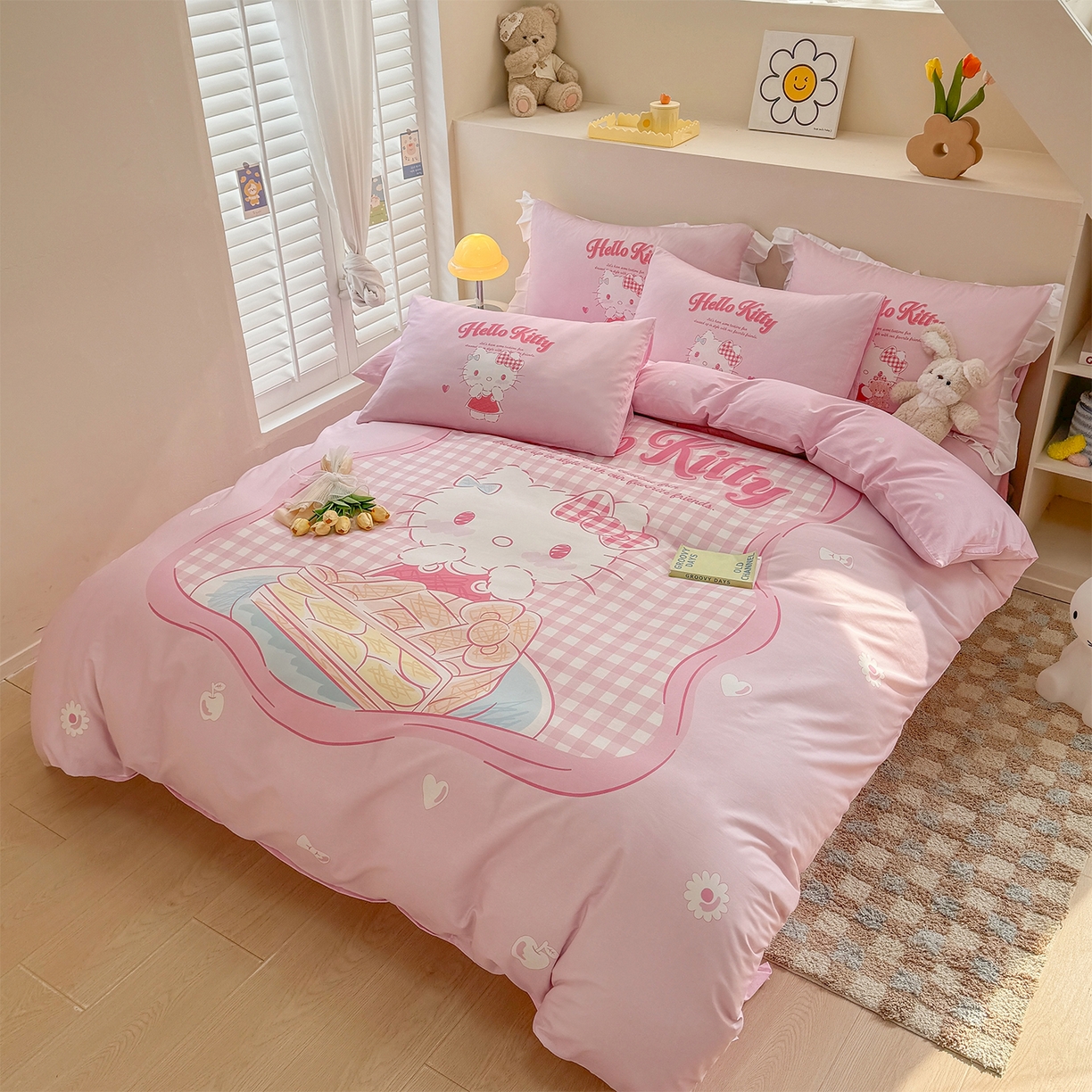 91家纺网 家纺一手货源 找家纺 玉元坊 2025新款正版授权三丽鸥系列全棉纯棉三四件套 基础款 心动凯蒂-基础款