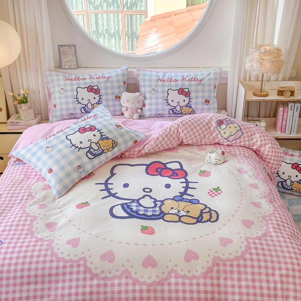 91家纺网 家纺一手货源 找家纺 玉元坊 2025新款正版授权三丽鸥系列全棉纯棉三四件套 基础款 奶油凯蒂猫-基础款