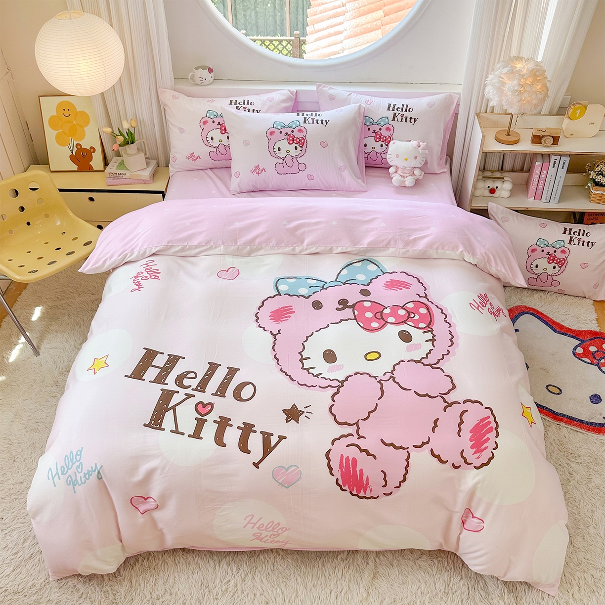 91家纺网 家纺一手货源 找家纺 玉元坊 2025新款正版授权三丽鸥系列全棉纯棉三四件套 基础款 宝宝凯蒂猫-基础款