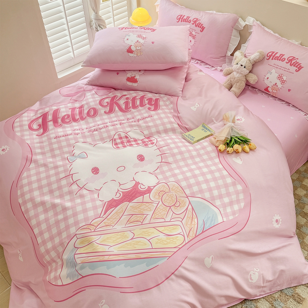 91家纺网 家纺一手货源 找家纺 玉元坊 2025新款正版授权三丽鸥系列全棉纯棉三四件套 基础款 心动凯蒂-基础款