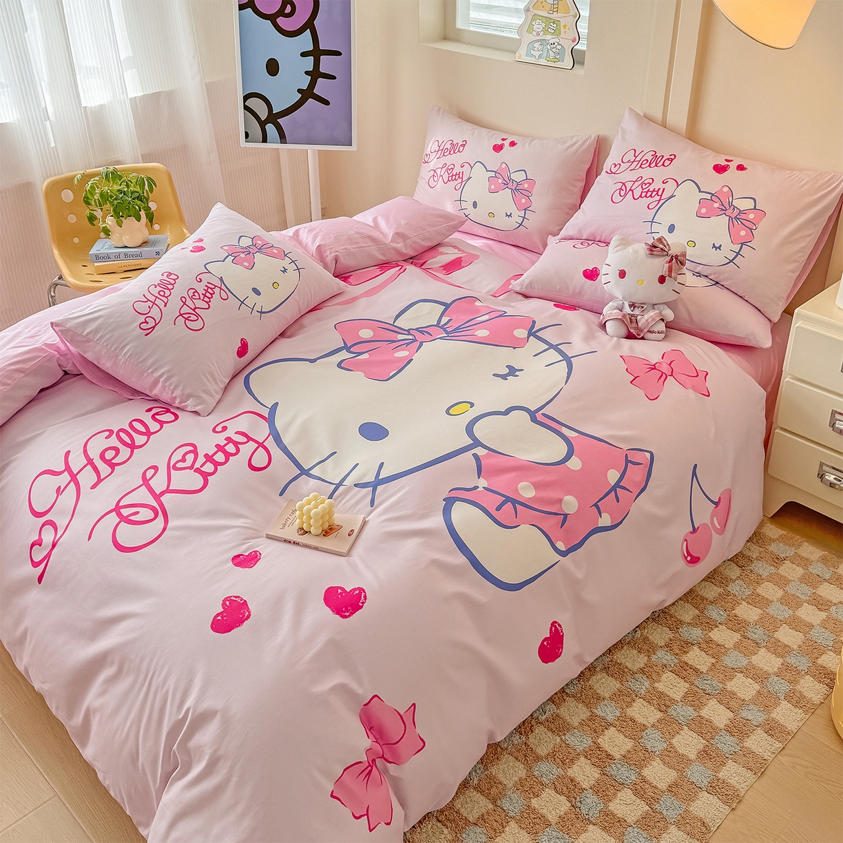 91家纺网 家纺一手货源 找家纺 玉元坊 2025新款正版授权三丽鸥系列全棉纯棉三四件套 基础款 甜心凯蒂-基础款