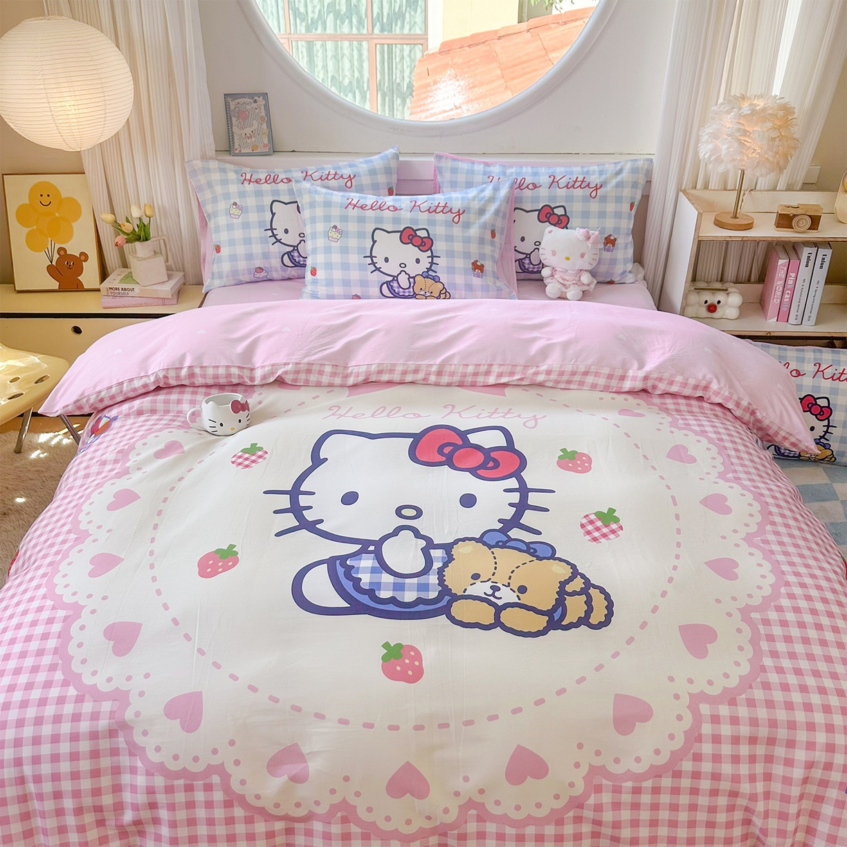 91家纺网 家纺一手货源 找家纺 玉元坊 2025新款正版授权三丽鸥系列全棉纯棉三四件套 基础款 奶油凯蒂猫-基础款