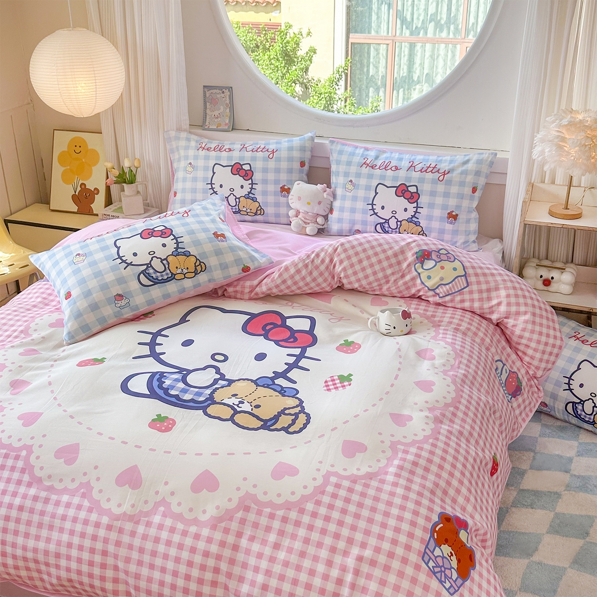 91家纺网 家纺一手货源 找家纺 玉元坊 2025新款正版授权三丽鸥系列全棉纯棉三四件套 基础款 奶油凯蒂猫-基础款