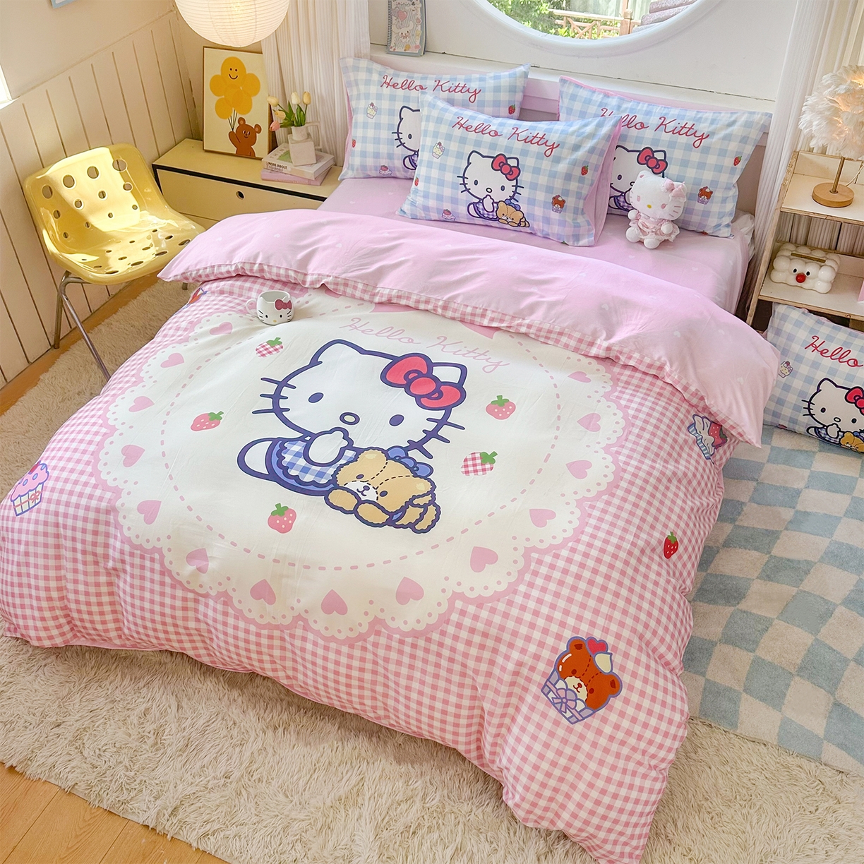 玉元坊 2025新款正版授权三丽鸥系列全棉纯棉三四件套 基础款 奶油凯蒂猫-基础款