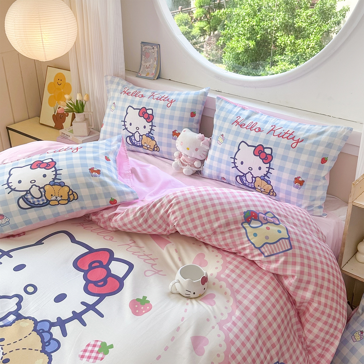 91家纺网 家纺一手货源 找家纺 玉元坊 2025新款正版授权三丽鸥系列全棉纯棉三四件套 基础款 奶油凯蒂猫-基础款