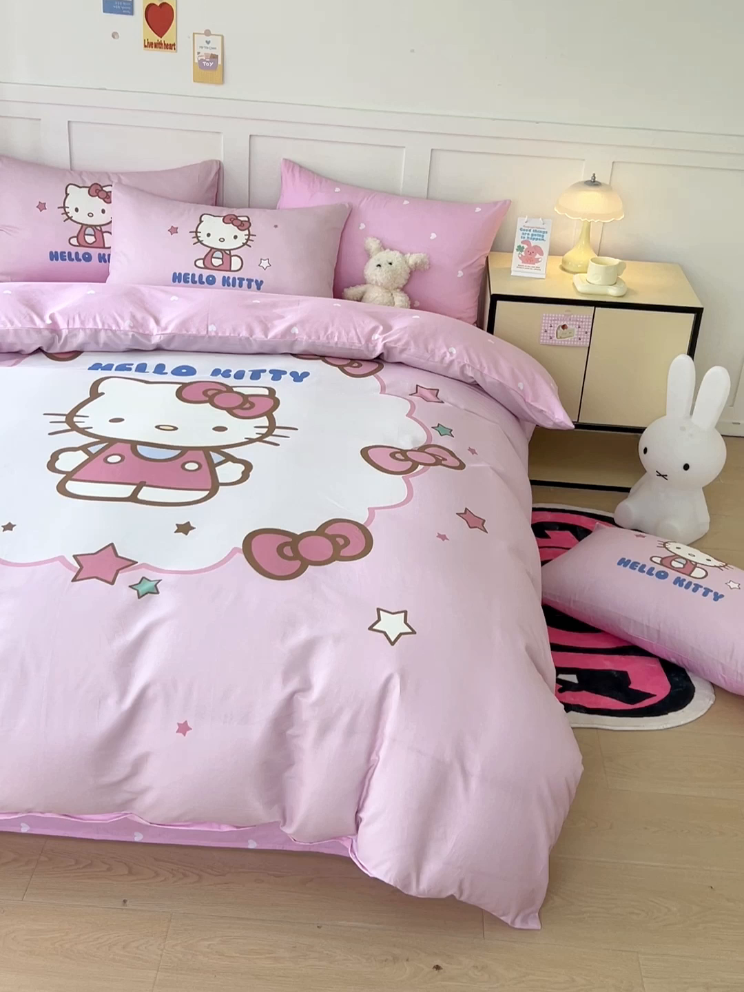 91家纺网 家纺一手货源 找家纺 玉元坊 2025新款正版授权三丽鸥系列全棉纯棉三四件套 基础款 凯蒂-基础款