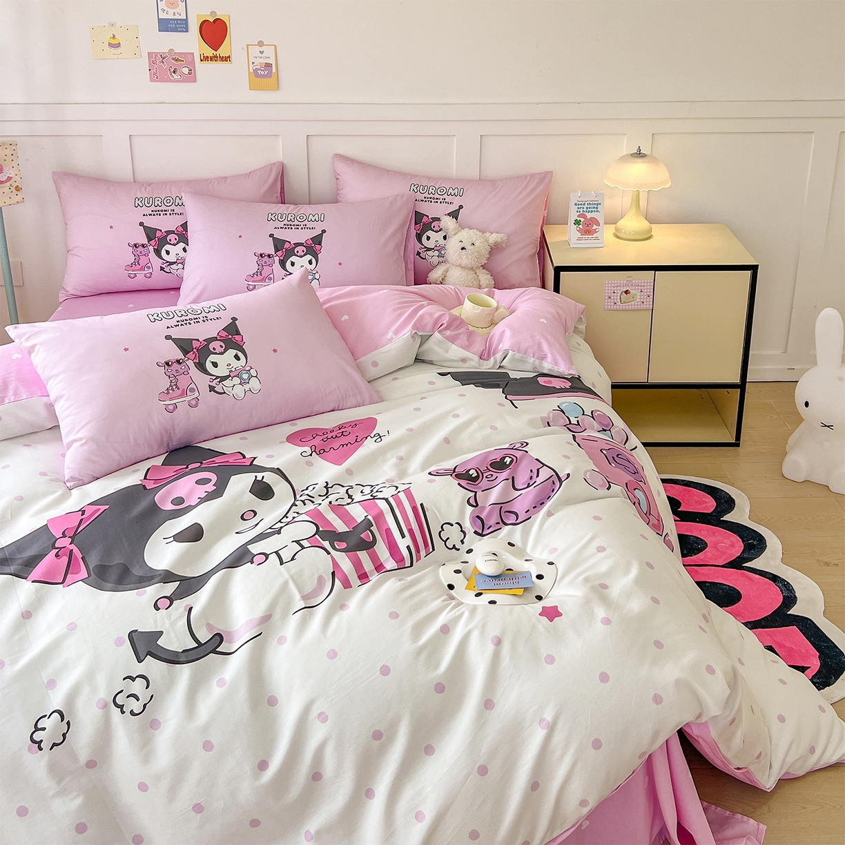 91家纺网 家纺一手货源 找家纺 玉元坊 2025新款正版授权三丽鸥系列全棉纯棉三四件套 基础款 爆米花-基础款