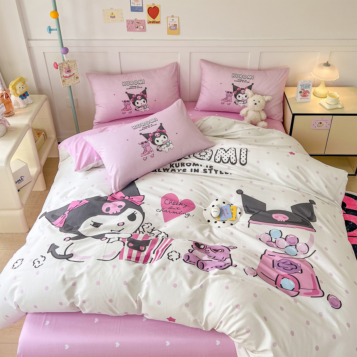 91家纺网 家纺一手货源 找家纺 玉元坊 2025新款正版授权三丽鸥系列全棉纯棉三四件套 基础款 爆米花-基础款