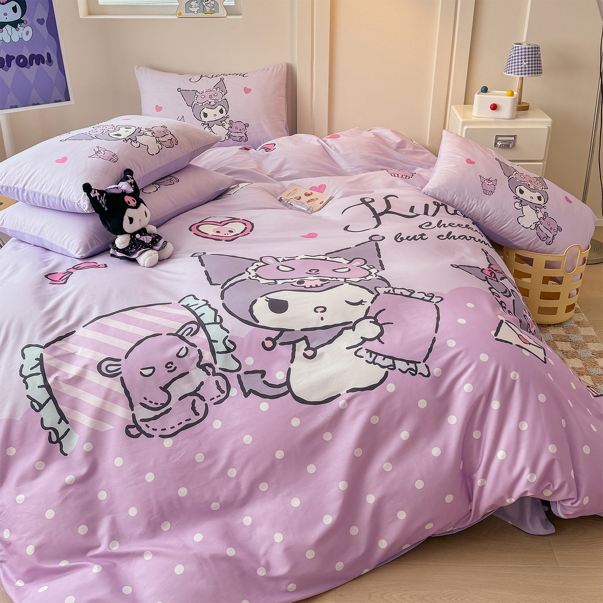 91家纺网 家纺一手货源 找家纺 玉元坊 2025新款正版授权三丽鸥系列全棉纯棉三四件套 基础款 晚安库洛米-基础款