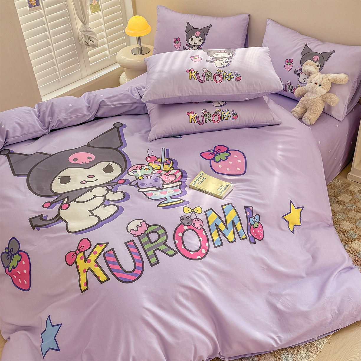 91家纺网 家纺一手货源 找家纺 玉元坊 2025新款正版授权三丽鸥系列全棉纯棉三四件套 基础款 草莓库洛米-基础款