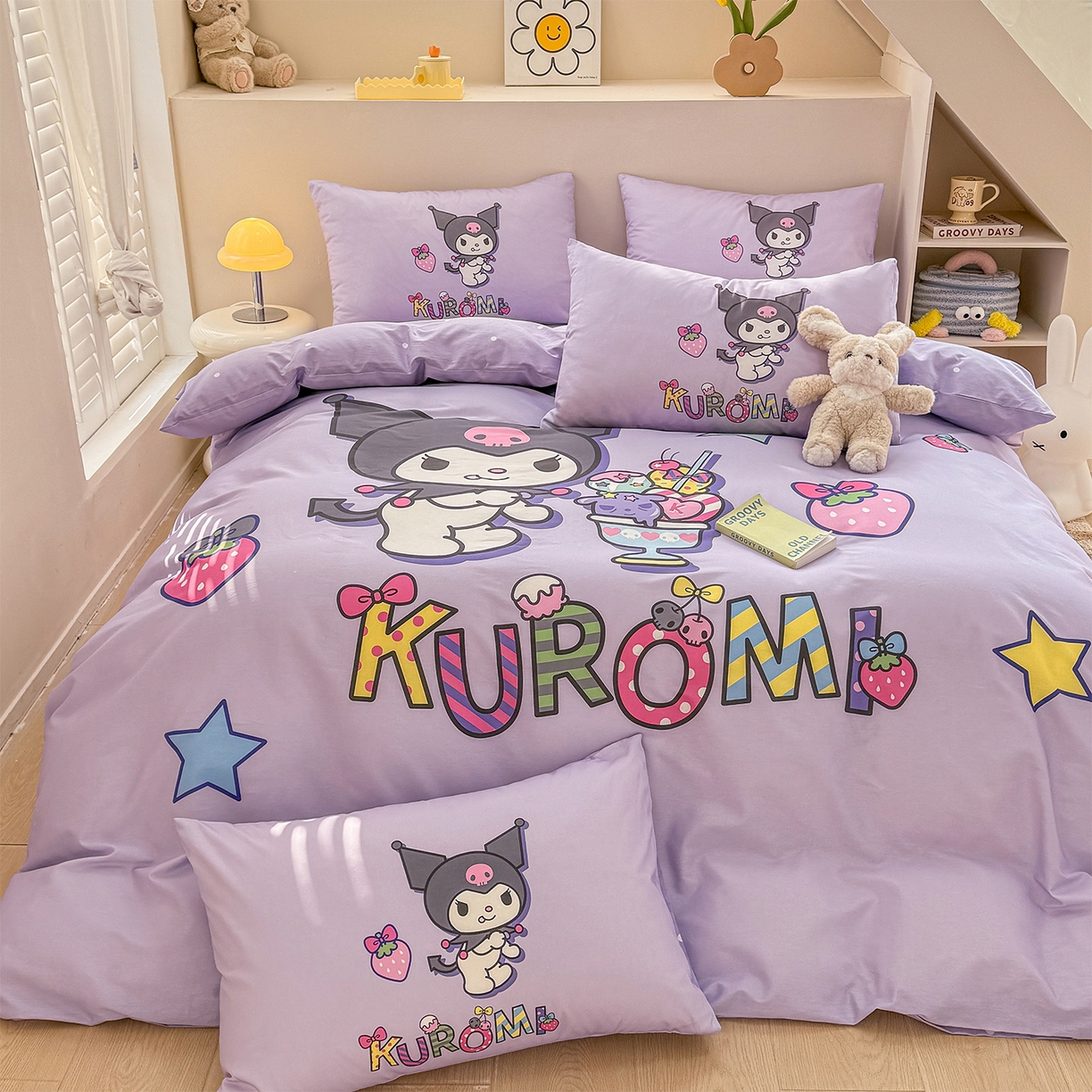 91家纺网 家纺一手货源 找家纺 玉元坊 2025新款正版授权三丽鸥系列全棉纯棉三四件套 基础款 草莓库洛米-基础款