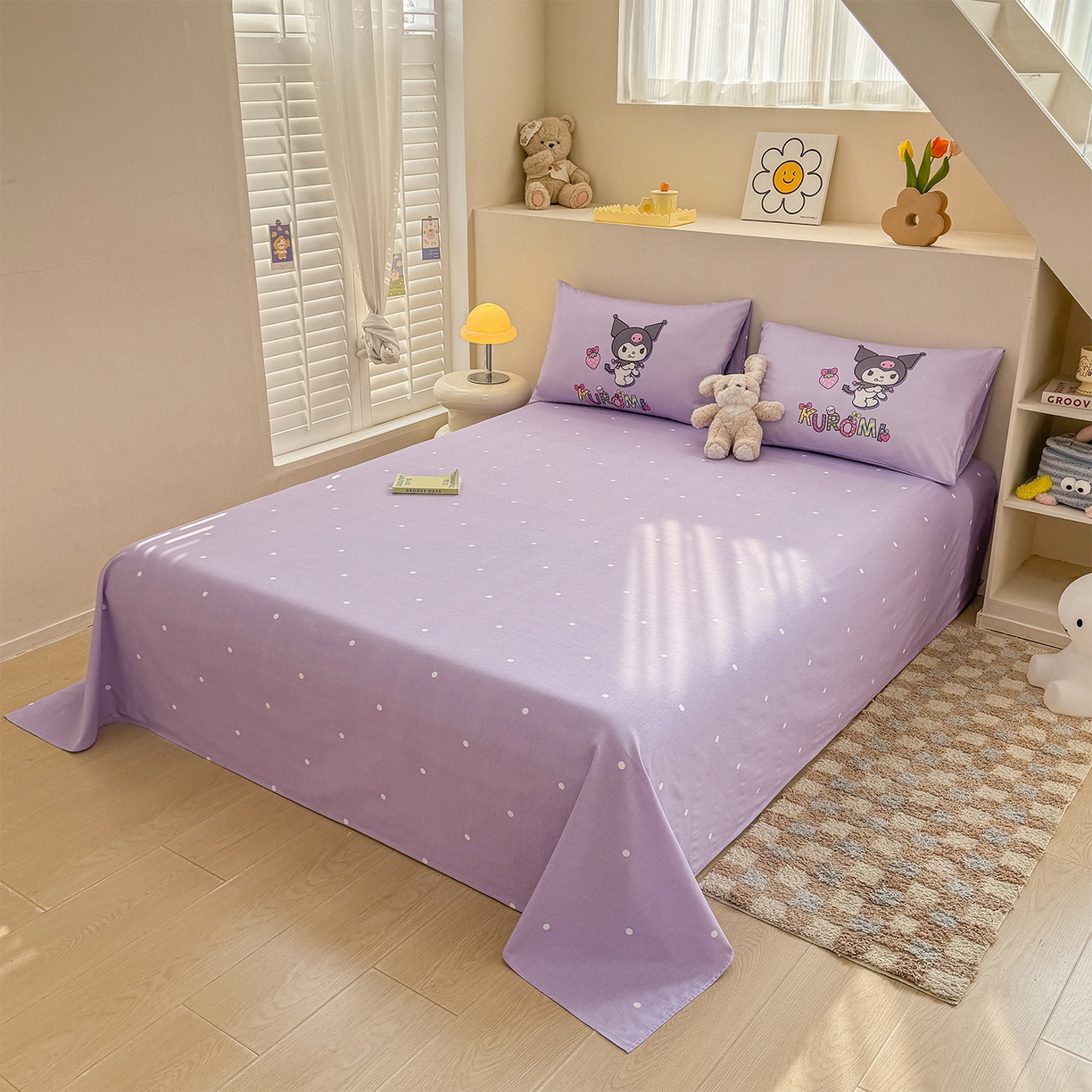 91家纺网 家纺一手货源 找家纺 玉元坊 2025新款正版授权三丽鸥系列全棉纯棉三四件套 基础款 草莓库洛米-基础款