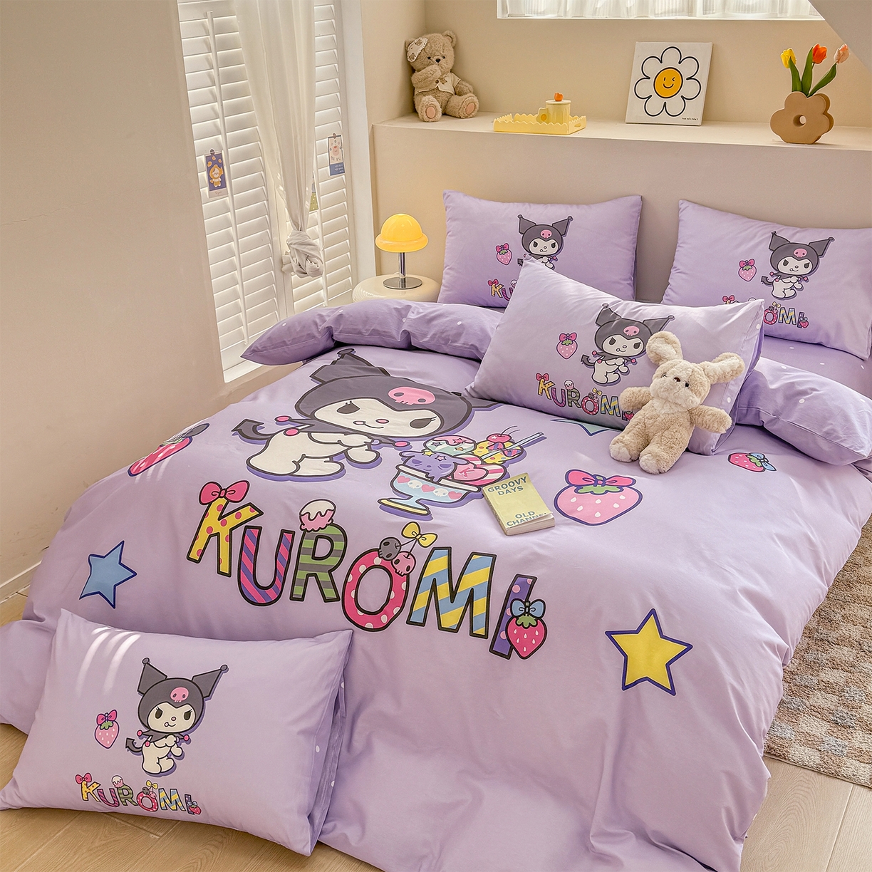 91家纺网 家纺一手货源 找家纺 玉元坊 2025新款正版授权三丽鸥系列全棉纯棉三四件套 基础款 草莓库洛米-基础款