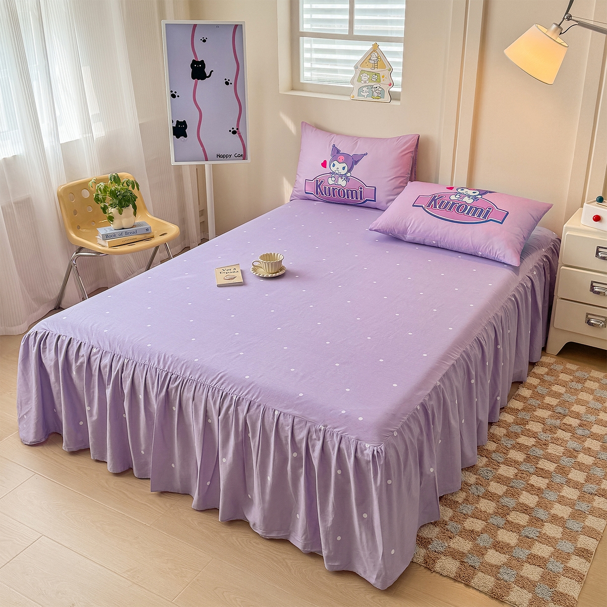 91家纺网 家纺一手货源 找家纺 玉元坊 2025新款正版授权三丽鸥系列全棉纯棉三四件套 基础款 蓝莓库洛米-基础款