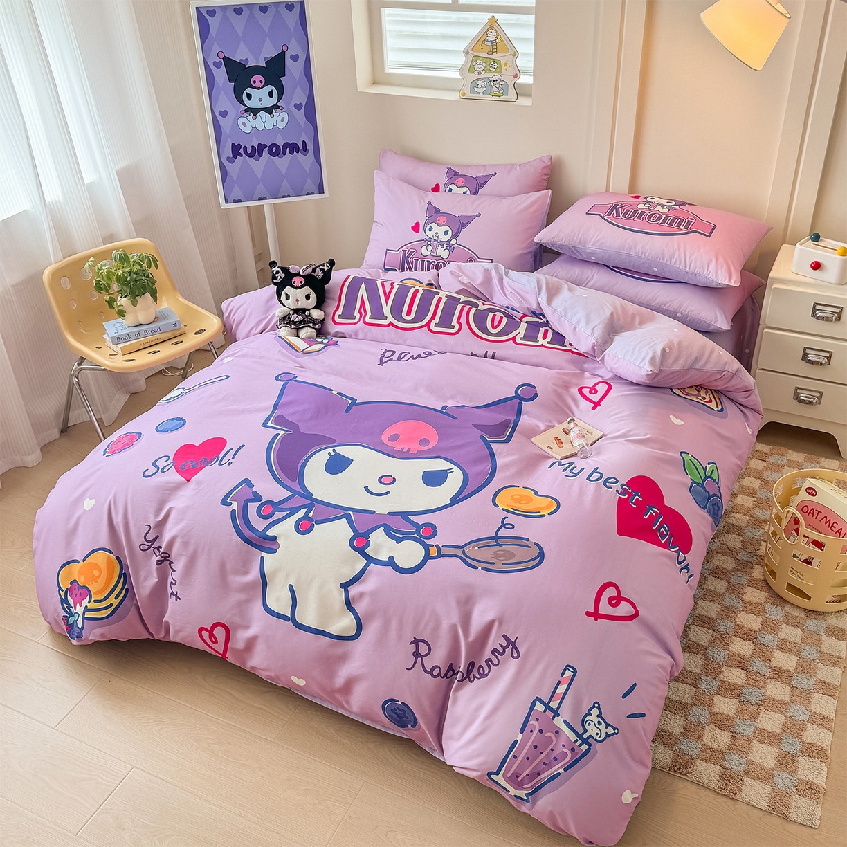 玉元坊 2025新款正版授权三丽鸥系列全棉纯棉三四件套 基础款 蓝莓库洛米-基础款