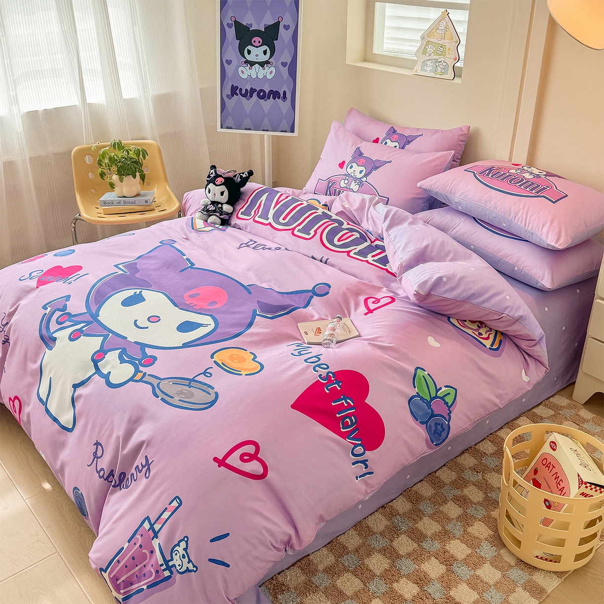 91家纺网 家纺一手货源 找家纺 玉元坊 2025新款正版授权三丽鸥系列全棉纯棉三四件套 基础款 蓝莓库洛米-基础款