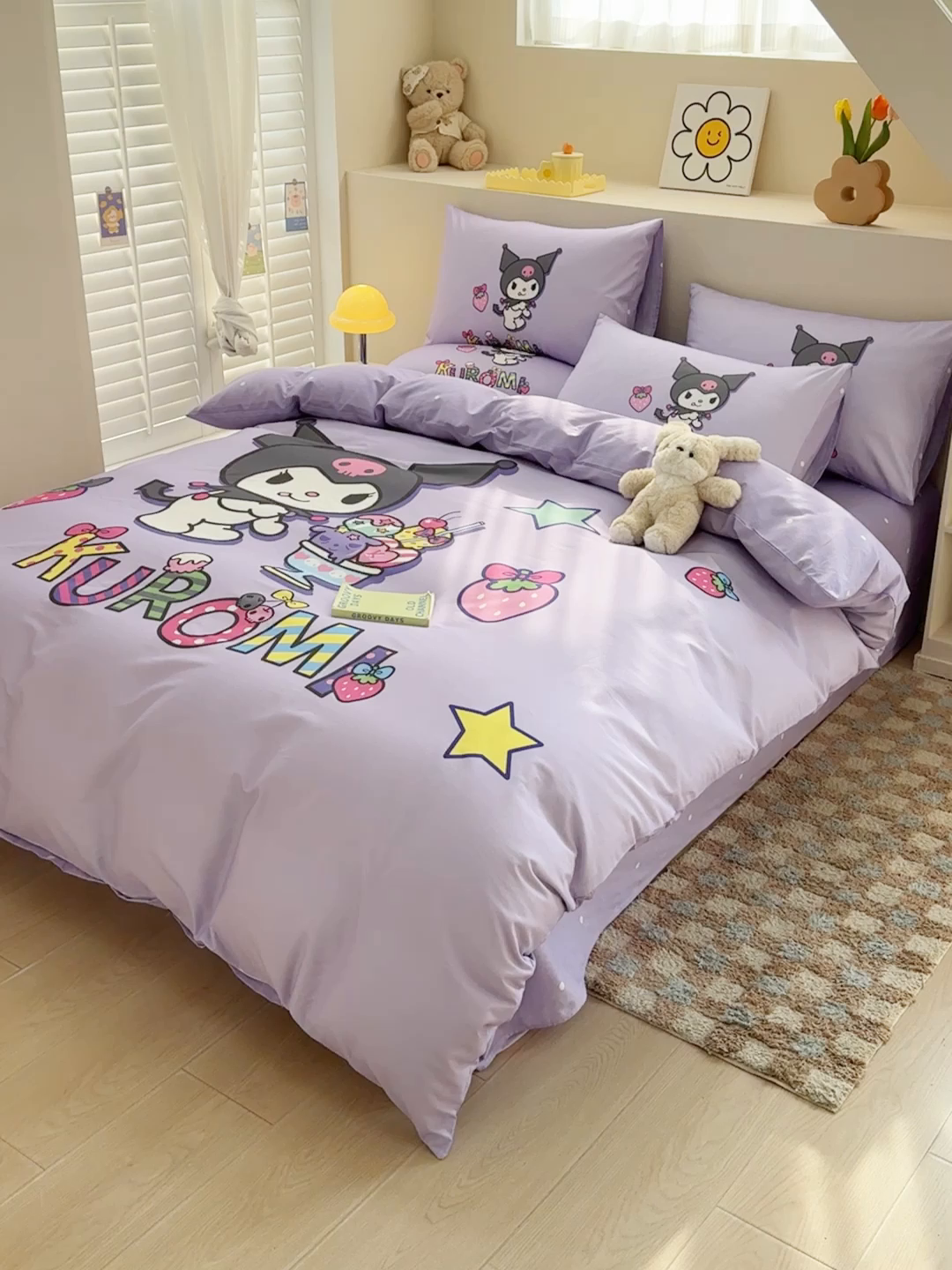 91家纺网 家纺一手货源 找家纺 玉元坊 2025新款正版授权三丽鸥系列全棉纯棉三四件套 基础款 草莓库洛米-基础款