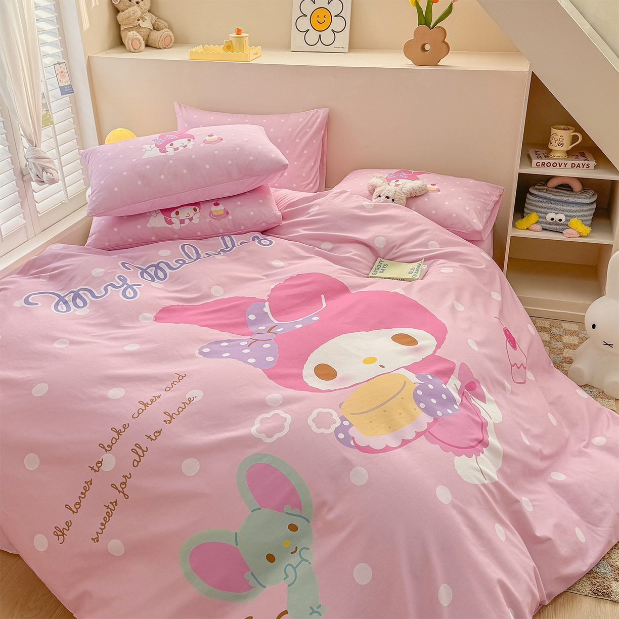 91家纺网 家纺一手货源 找家纺 玉元坊 2025新款正版授权三丽鸥系列全棉纯棉三四件套 基础款 甜品美乐蒂-基础款