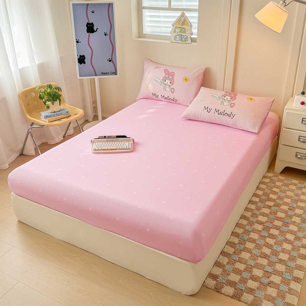 91家纺网 家纺一手货源 找家纺 玉元坊 2025新款正版授权三丽鸥系列全棉纯棉三四件套 基础款 蛋糕美乐蒂-基础款