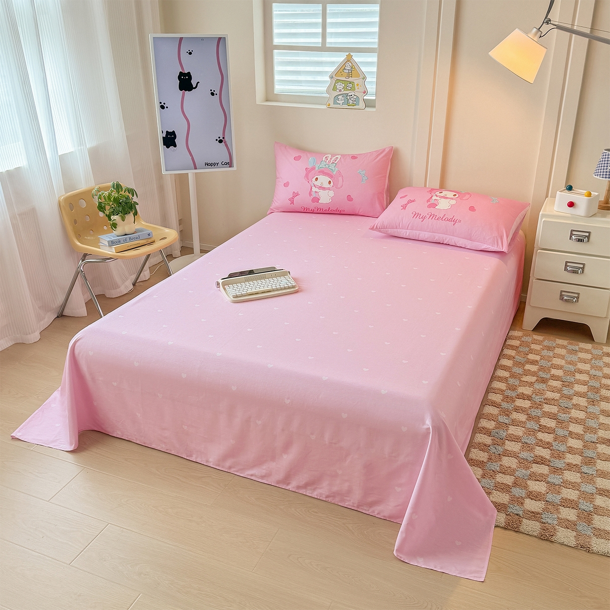 91家纺网 家纺一手货源 找家纺 玉元坊 2025新款正版授权三丽鸥系列全棉纯棉三四件套 基础款 甜心美乐蒂-基础款