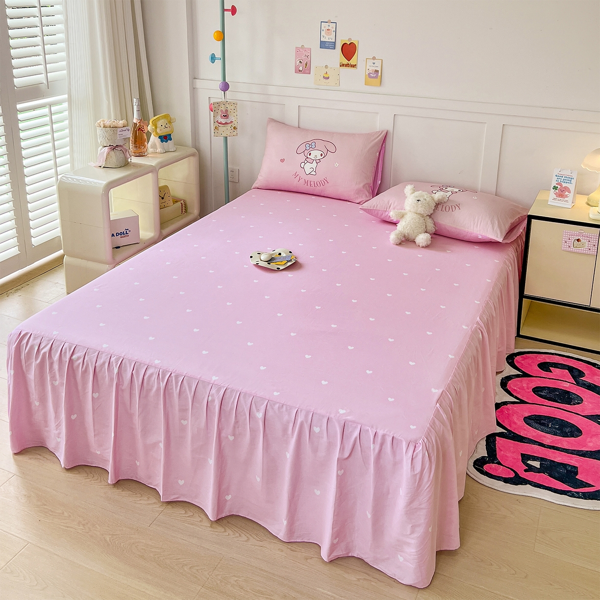 91家纺网 家纺一手货源 找家纺 玉元坊 2025新款正版授权三丽鸥系列全棉纯棉三四件套 基础款 粉兔草莓-基础款