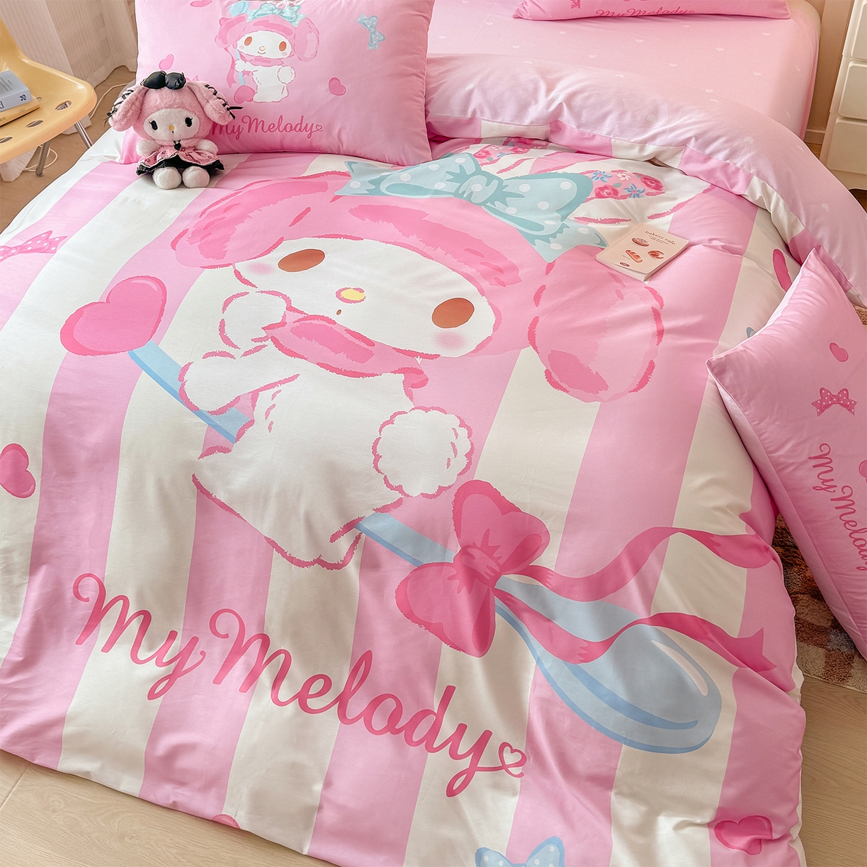 91家纺网 家纺一手货源 找家纺 玉元坊 2025新款正版授权三丽鸥系列全棉纯棉三四件套 基础款 甜心美乐蒂-基础款