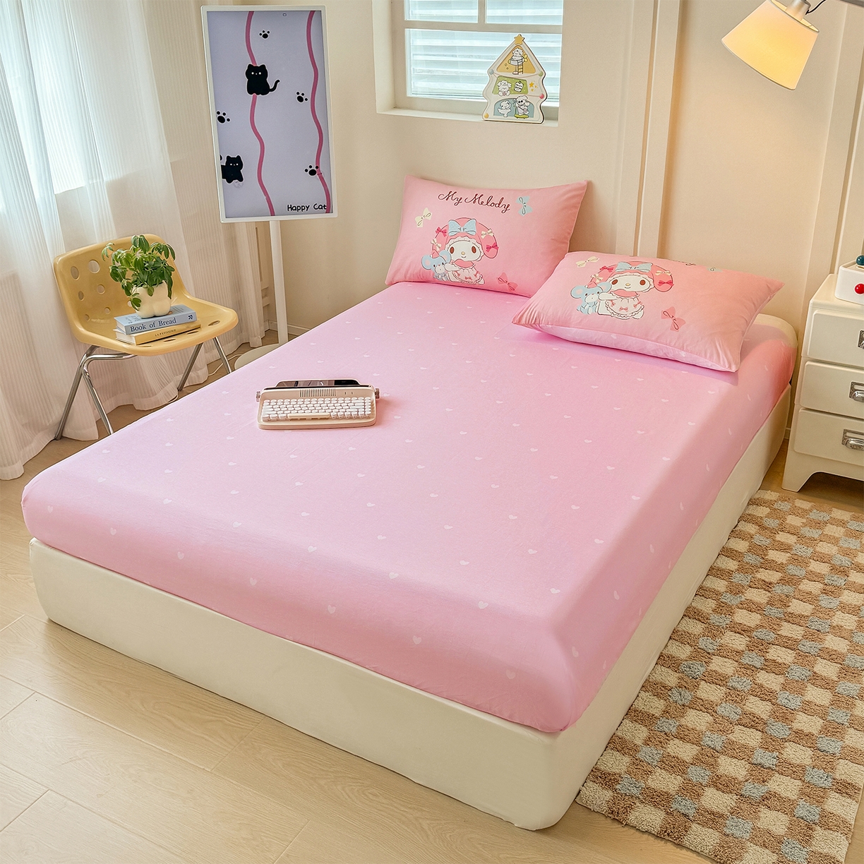 91家纺网 家纺一手货源 找家纺 玉元坊 2025新款正版授权三丽鸥系列全棉纯棉三四件套 基础款 玩偶美乐蒂-基础款