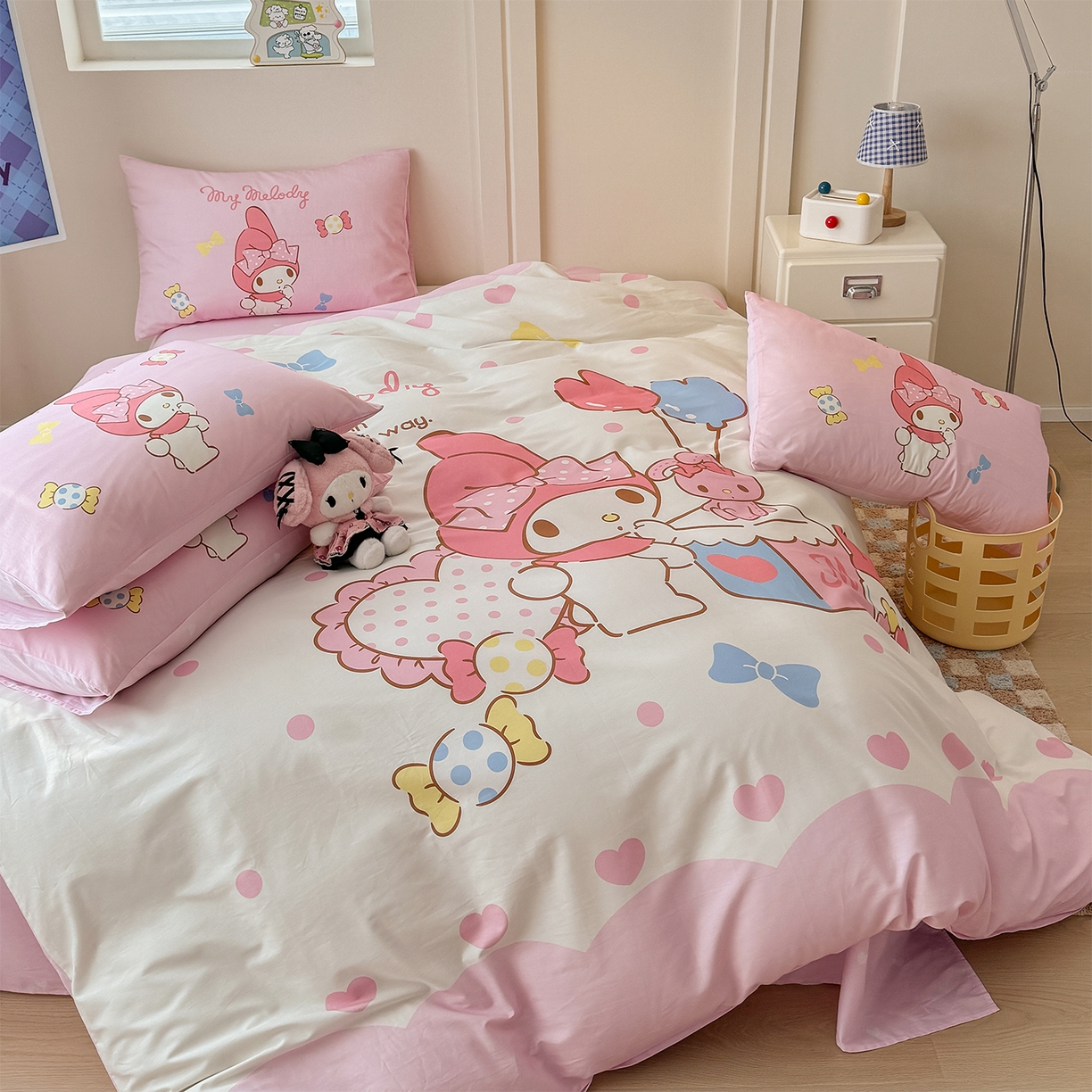 91家纺网 家纺一手货源 找家纺 玉元坊 2025新款正版授权三丽鸥系列全棉纯棉三四件套 基础款 糖果美乐蒂-基础款