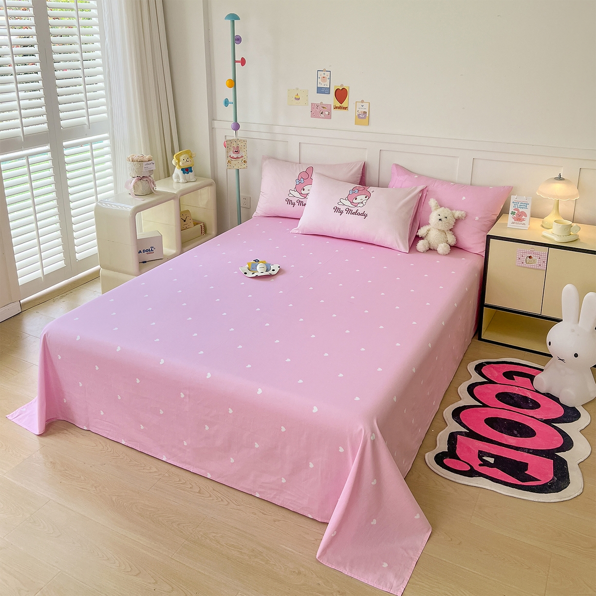 91家纺网 家纺一手货源 找家纺 玉元坊 2025新款正版授权三丽鸥系列全棉纯棉三四件套 基础款 粉兔亲亲-基础款