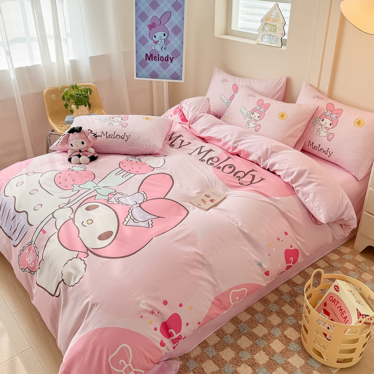 91家纺网 家纺一手货源 找家纺 玉元坊 2025新款正版授权三丽鸥系列全棉纯棉三四件套 基础款 蛋糕美乐蒂-基础款