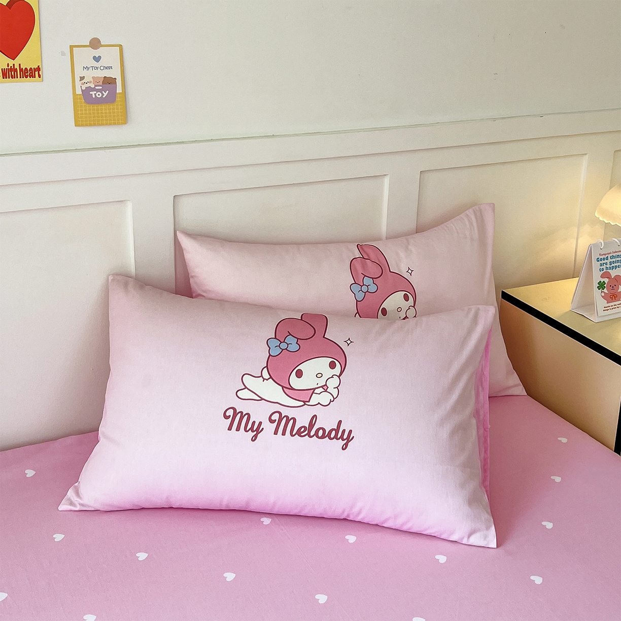 91家纺网 家纺一手货源 找家纺 玉元坊 2025新款正版授权三丽鸥系列全棉纯棉三四件套 基础款 粉兔亲亲-基础款